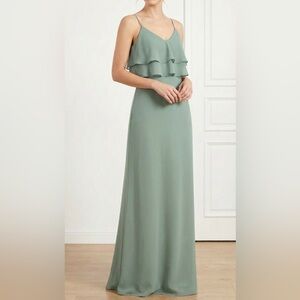Jenny Yoo Sage Green Layered Maxi night Party Prom Dress size 8